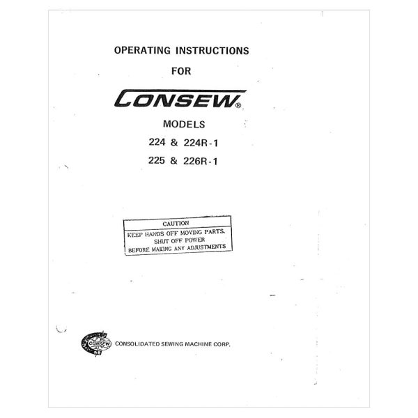 Consew 226R-1 Instruction Manual on Sale - Image 2