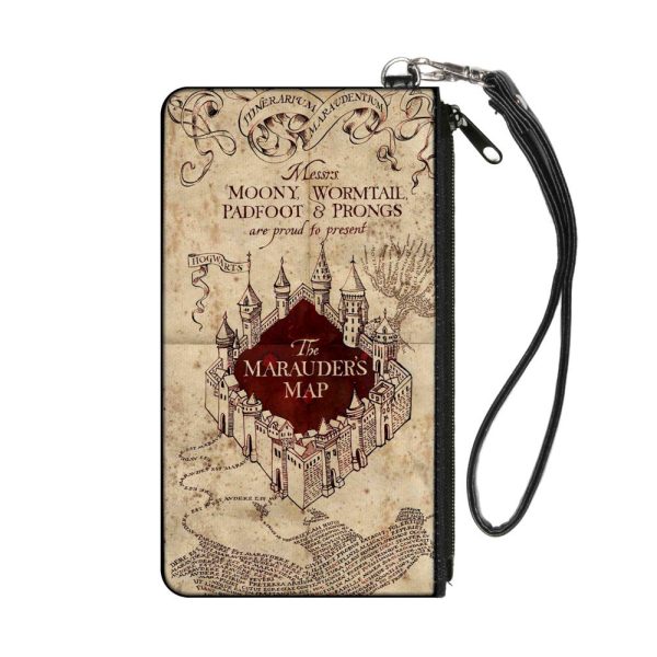 Canvas Zipper Wallet - LARGE - Hogwarts School THE MARAUDER S MAP Tan Reds Discount
