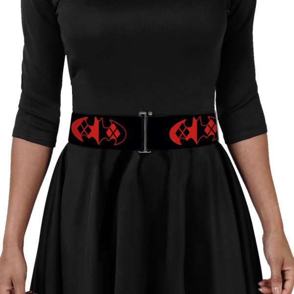 Cinch Waist Belt - Bat Logo Harley Quinn Diamonds Black Red Online - Image 2