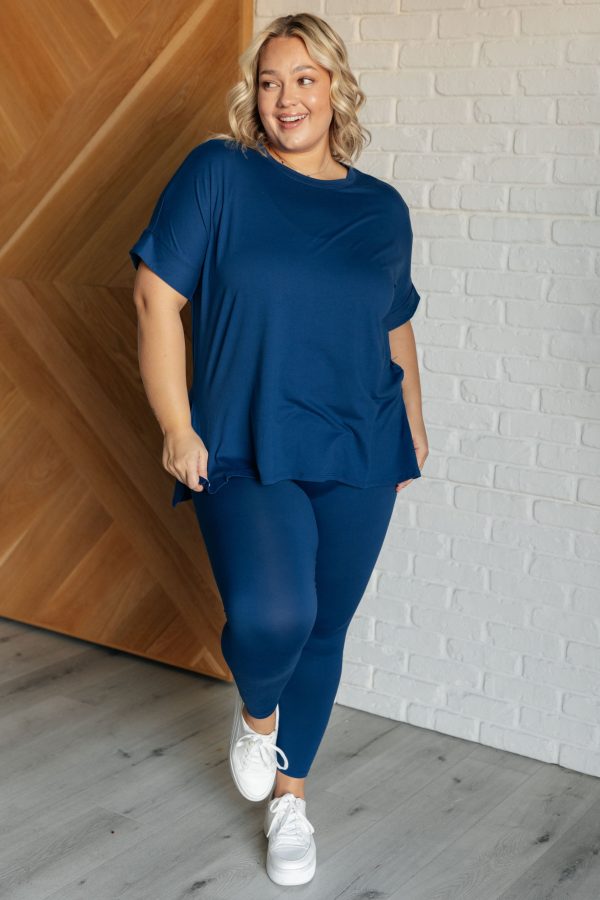 Hazel Blues® |  Soft Serve Brushed Microfiber Set in Lt. Navy For Cheap - Image 3